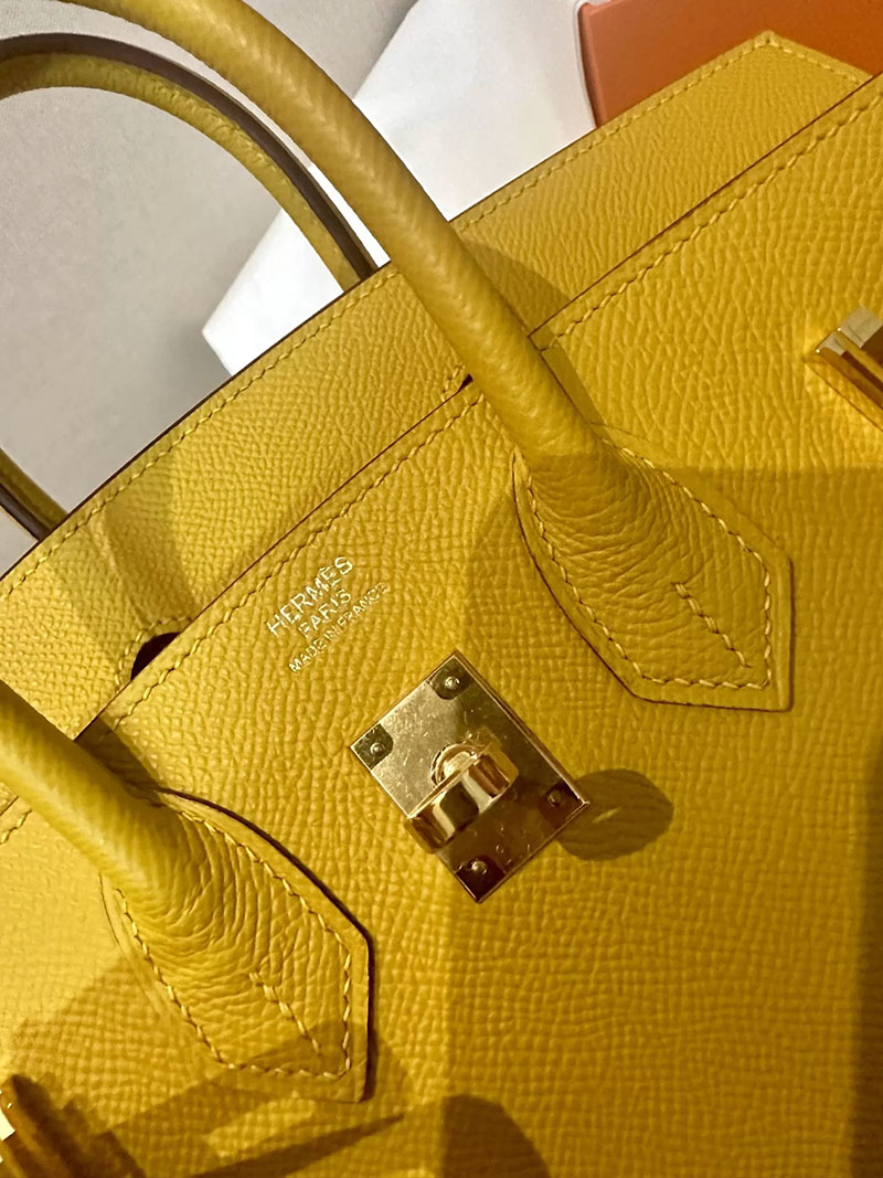 エルメス アウトレット 店舗 HERMES バーキン25 ジョーヌアンブル ヴォーエプソン ゴールド金具 2520865 エルメス バーキン25 定価 - 画像 (3)