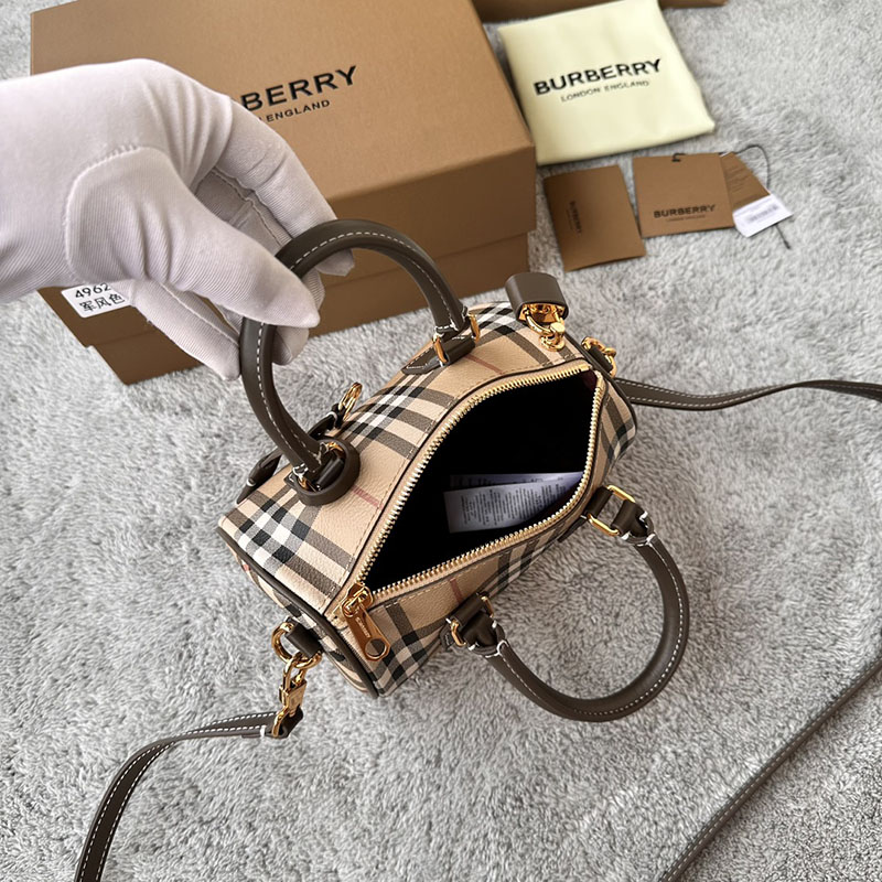 Burberry バーバリー ミニ チェック ボウリングバッグ 81097971 サンド 超N品 バーバリー ボストンバッグ レディース - 画像 (4)