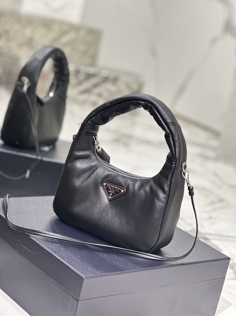 プラダ アウトレット PRADA 2DYI ソフト パテッド ナッパレザー ハンドバッグ キーリング付き 1BA384_2DYI_F0002 ブラック H品 プラダ ハンドバッグ レディース - 画像 (7)