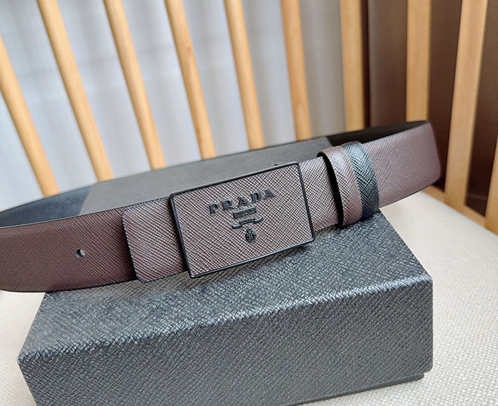 最高級プラダスーパーコピー プラダベルトコピー メンズ リバーシブル バックル ロゴ 2522509 ブラウン N品 プラダ ベルト メンズ アウトレット - 画像 (3)