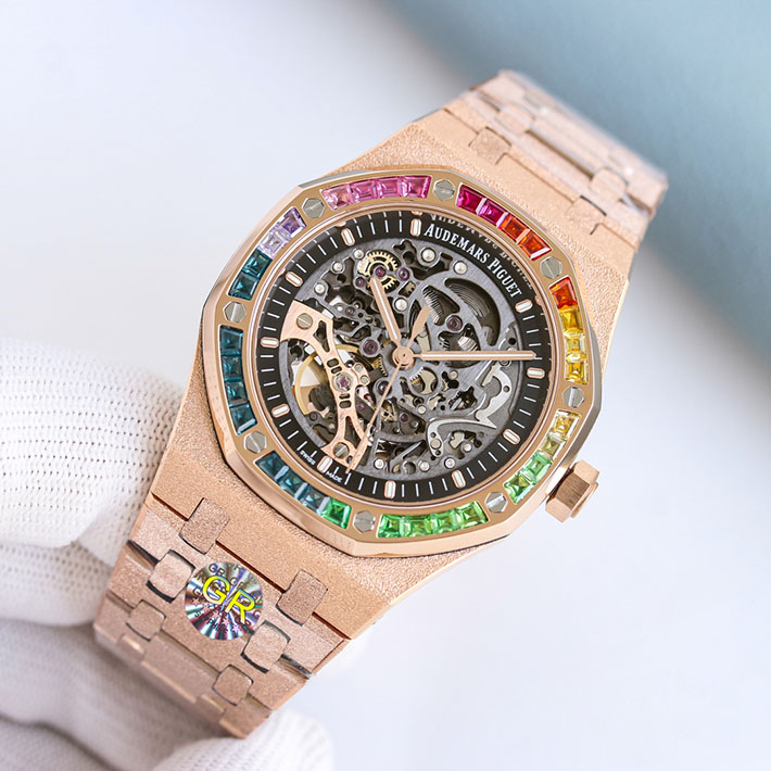 最高級オーデマピゲスーパーコピー ロイヤルオーク フロステッドゴールド ダブルバランスホイール オープンワーク レインボー 15412OR.YG.1224OR.01 - 画像 (8)