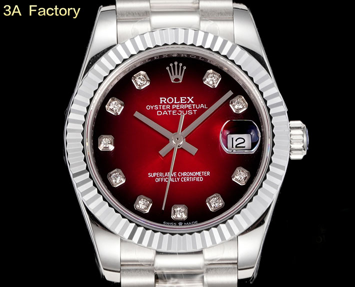 最高級ロレックススーパーコピー ロレックス デイトジャスト コピー デイトジャスト31 278289RBR ホワイトゴールド レッドオンブレ - 画像 (8)