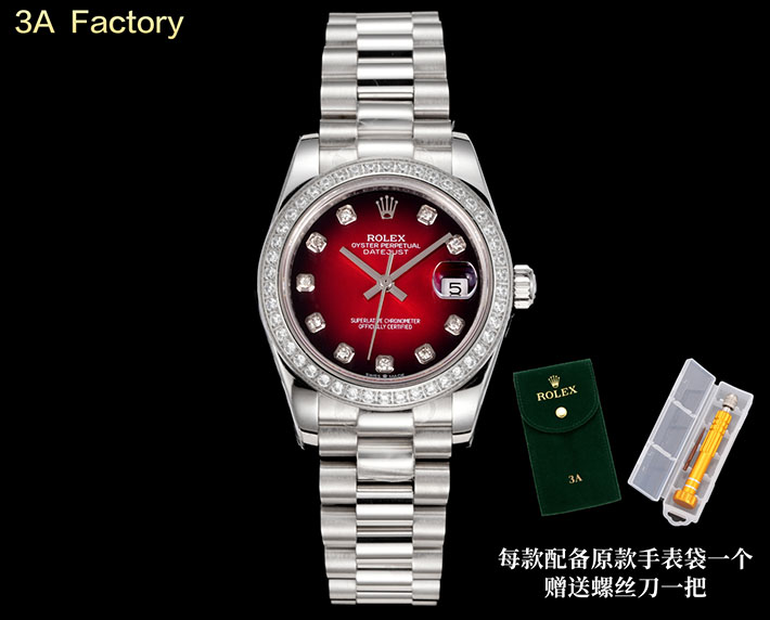 最高級ロレックススーパーコピー ロレックス デイトジャスト コピー デイトジャスト31 278289RBR ホワイトゴールド レッドオンブレ - 画像 (7)