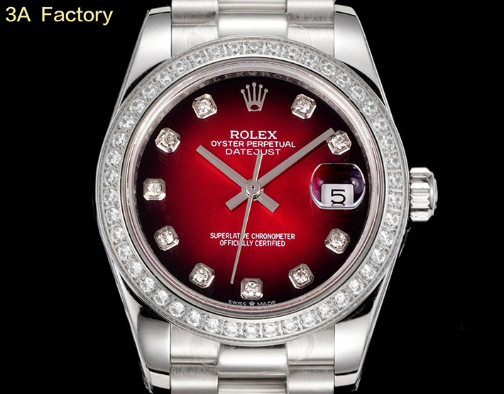 最高級ロレックススーパーコピー ロレックス デイトジャスト コピー デイトジャスト31 278289RBR ホワイトゴールド レッドオンブレ - 画像 (2)