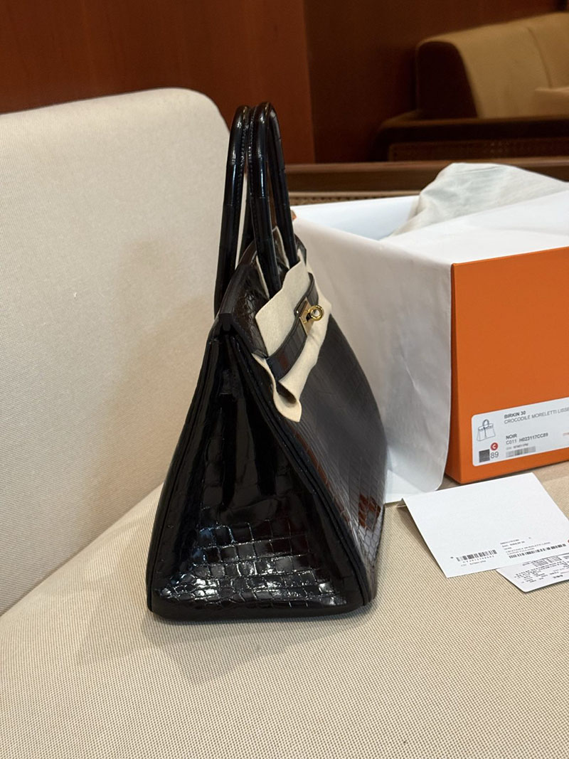 エルメスコピー HERMES バーキン25 黒 ブラック クロコダイル アリゲーターマット ゴールド金具 2524004 バーキン25 黒 新品 - 画像 (10)