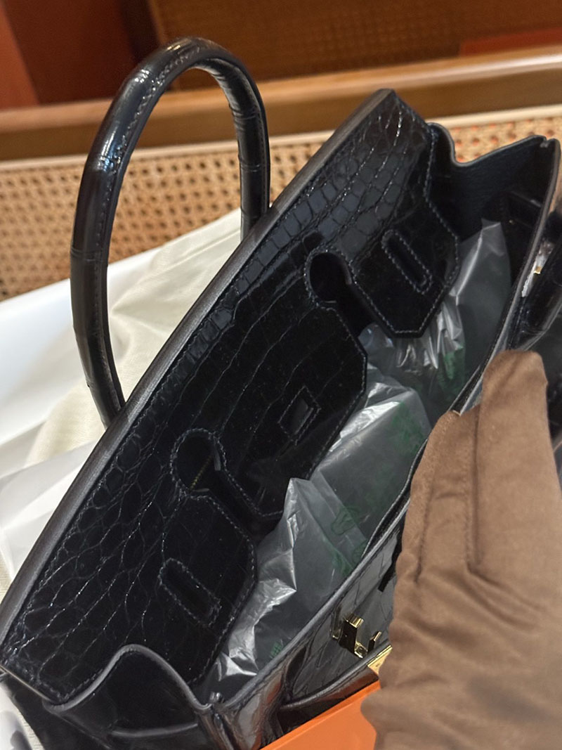 エルメスコピー HERMES バーキン25 黒 ブラック クロコダイル アリゲーターマット ゴールド金具 2524004 バーキン25 黒 新品 - 画像 (5)