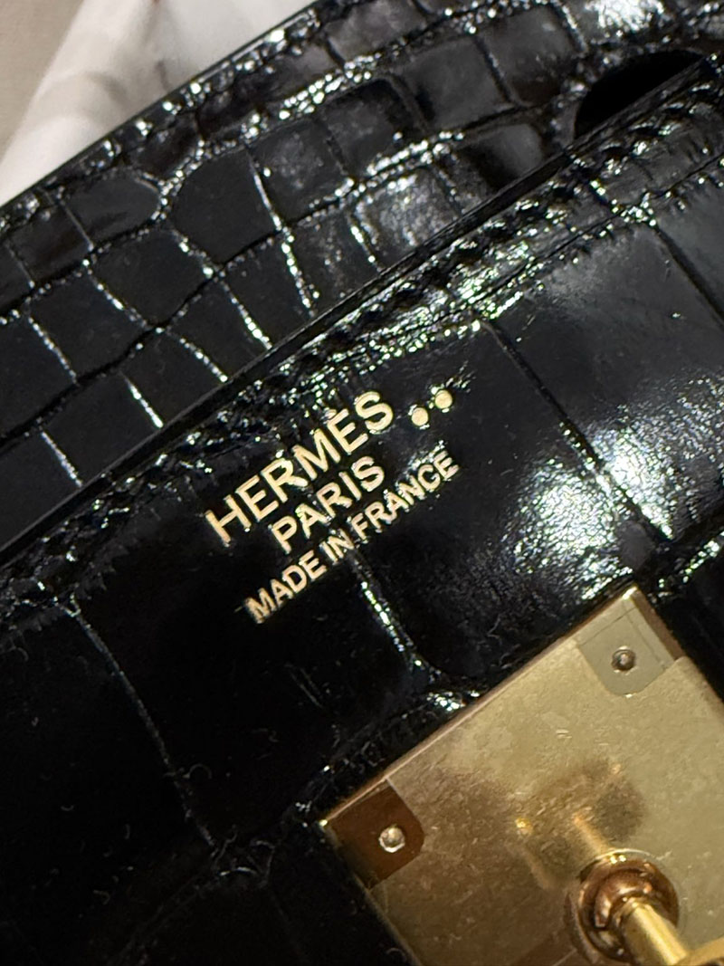 エルメスコピー HERMES バーキン25 黒 ブラック クロコダイル アリゲーターマット ゴールド金具 2524004 バーキン25 黒 新品 - 画像 (3)