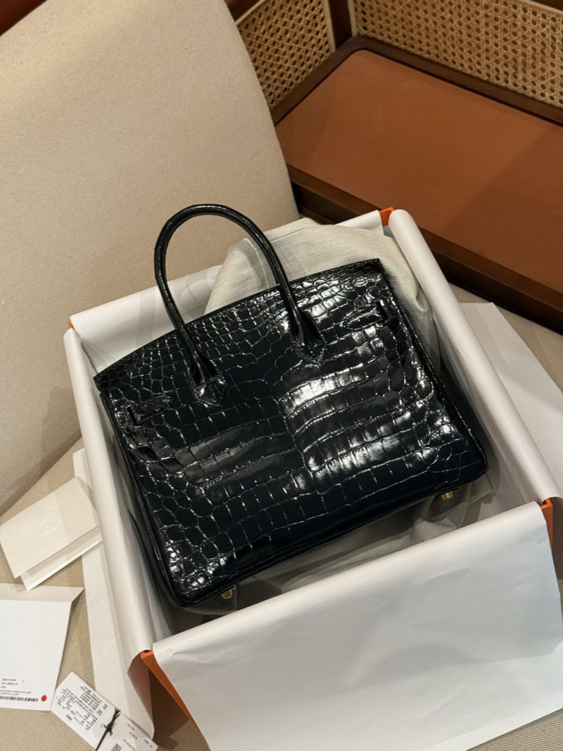 エルメスコピー HERMES バーキン25 黒 ブラック クロコダイル アリゲーターマット ゴールド金具 2524004 バーキン25 黒 新品 - 画像 (17)