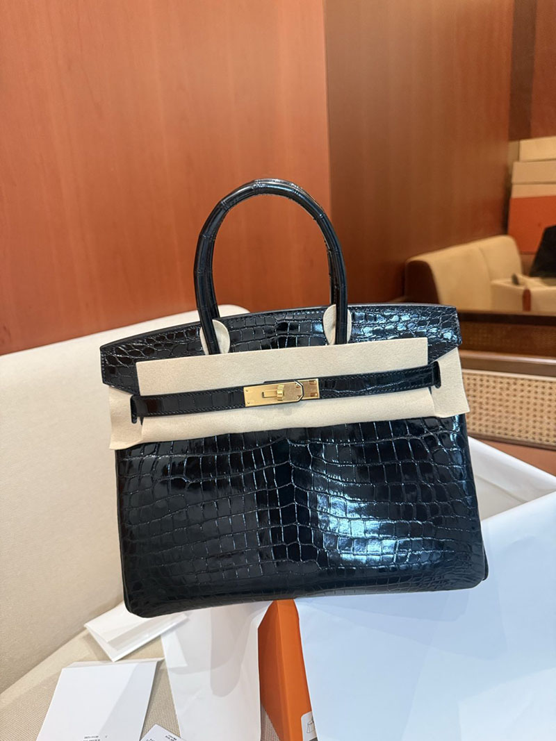 エルメスコピー HERMES バーキン25 黒 ブラック クロコダイル アリゲーターマット ゴールド金具 2524004 バーキン25 黒 新品 - 画像 (16)