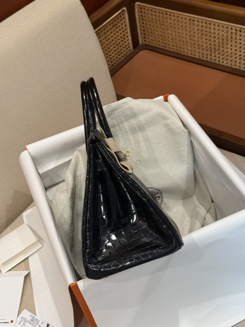 エルメスコピー HERMES バーキン25 黒 ブラック クロコダイル アリゲーターマット ゴールド金具 2524004 バーキン25 黒 新品 - 画像 (15)