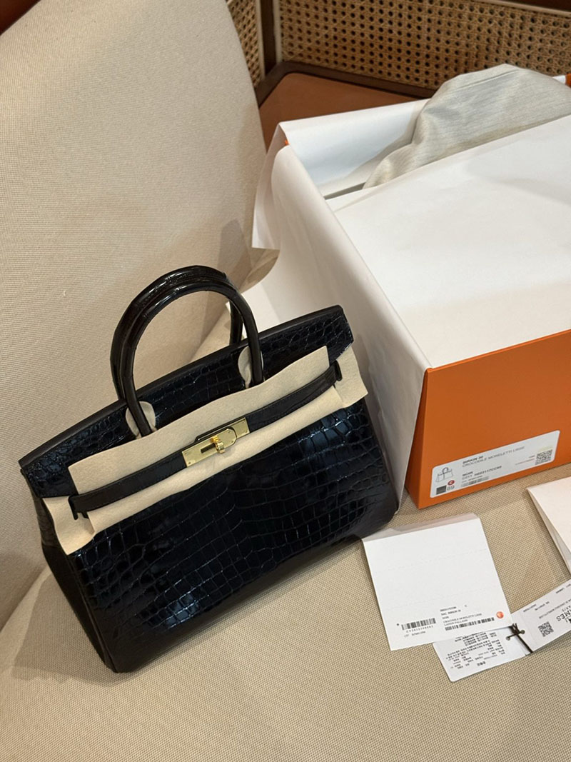 エルメスコピー HERMES バーキン25 黒 ブラック クロコダイル アリゲーターマット ゴールド金具 2524004 バーキン25 黒 新品 - 画像 (11)
