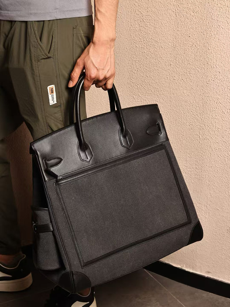 エルメスコピー HERMES オータクロア 40cm カーゴ グレー×クロ トワルアッシュ×スイフト シルバー金具 2524025 オータクロア40 メンズ - 画像 (5)