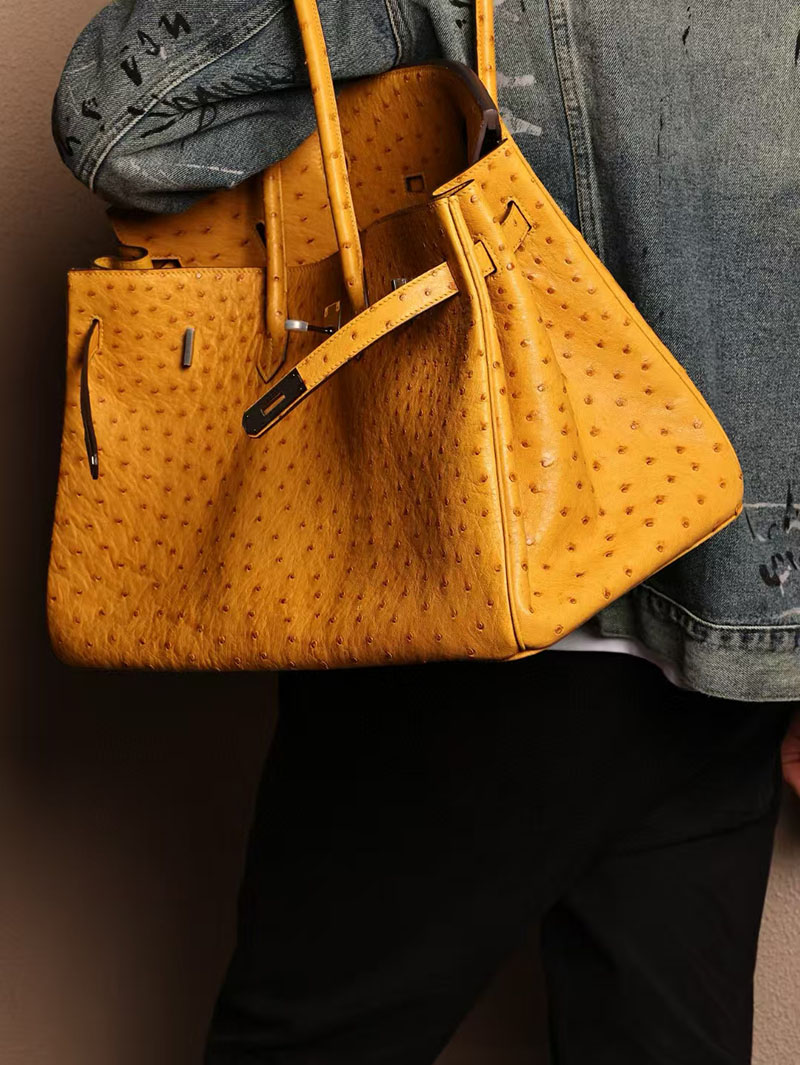 エルメスコピー HERMES バーキン45 ジョーヌアンブル オーストリッチ シルバー金具 2524032 バーキン 45 ロングショルダー メンズ - 画像 (9)