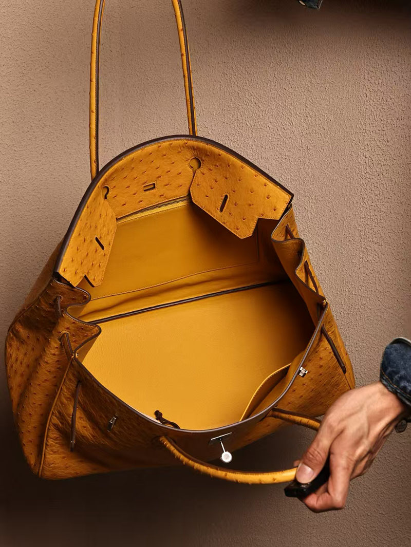 エルメスコピー HERMES バーキン45 ジョーヌアンブル オーストリッチ シルバー金具 2524032 バーキン 45 ロングショルダー メンズ - 画像 (7)