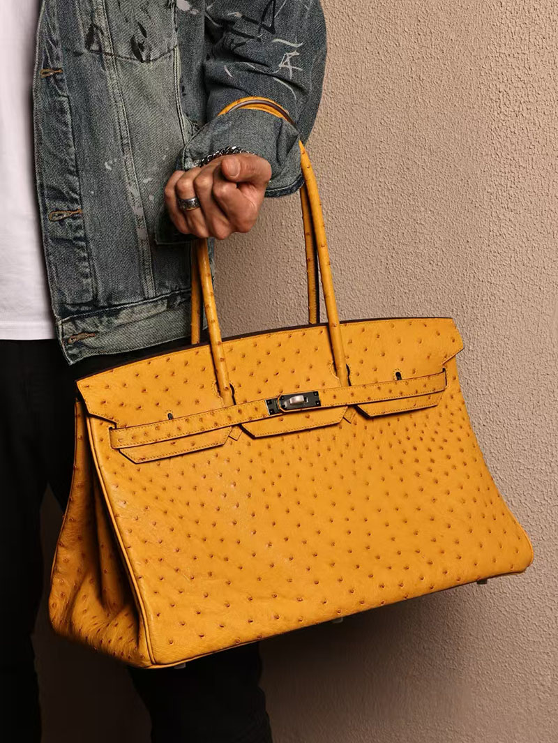 エルメスコピー HERMES バーキン45 ジョーヌアンブル オーストリッチ シルバー金具 2524032 バーキン 45 ロングショルダー メンズ - 画像 (6)