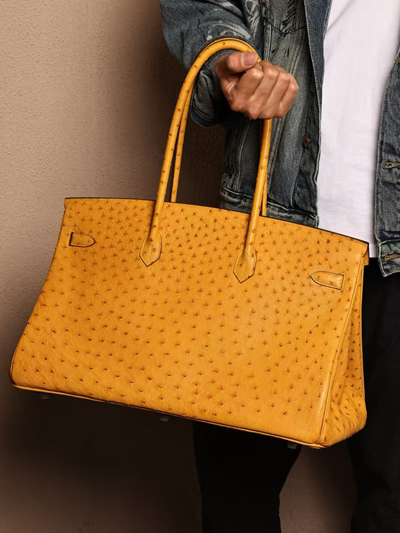 エルメスコピー HERMES バーキン45 ジョーヌアンブル オーストリッチ シルバー金具 2524032 バーキン 45 ロングショルダー メンズ - 画像 (4)