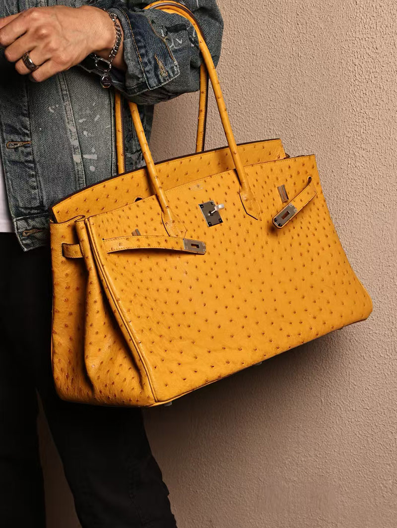 エルメスコピー HERMES バーキン45 ジョーヌアンブル オーストリッチ シルバー金具 2524032 バーキン 45 ロングショルダー メンズ - 画像 (3)