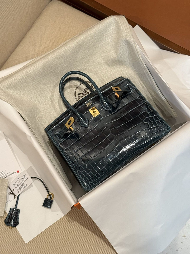 エルメスコピー HERMES バーキン25 ヴェール クロコダイル ニロティカスマット ゴールド金具 2524037 バーキン クロコ 新品 - 画像 (4)