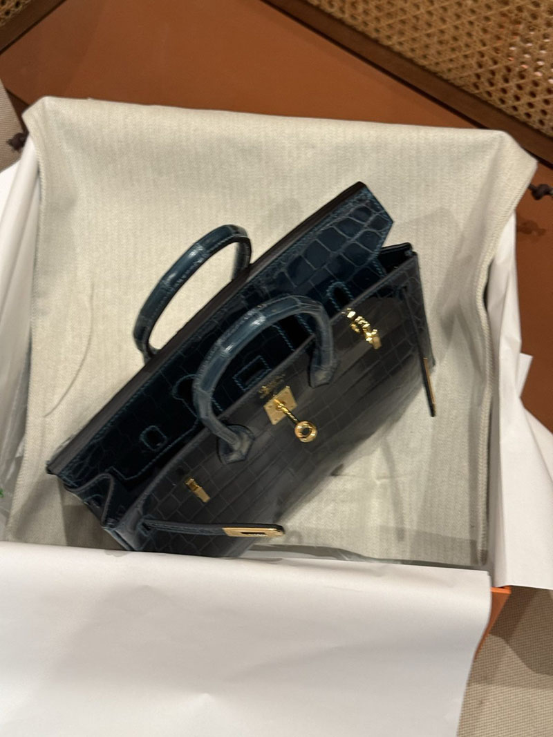 エルメスコピー HERMES バーキン25 ヴェール クロコダイル ニロティカスマット ゴールド金具 2524037 バーキン クロコ 新品 - 画像 (2)