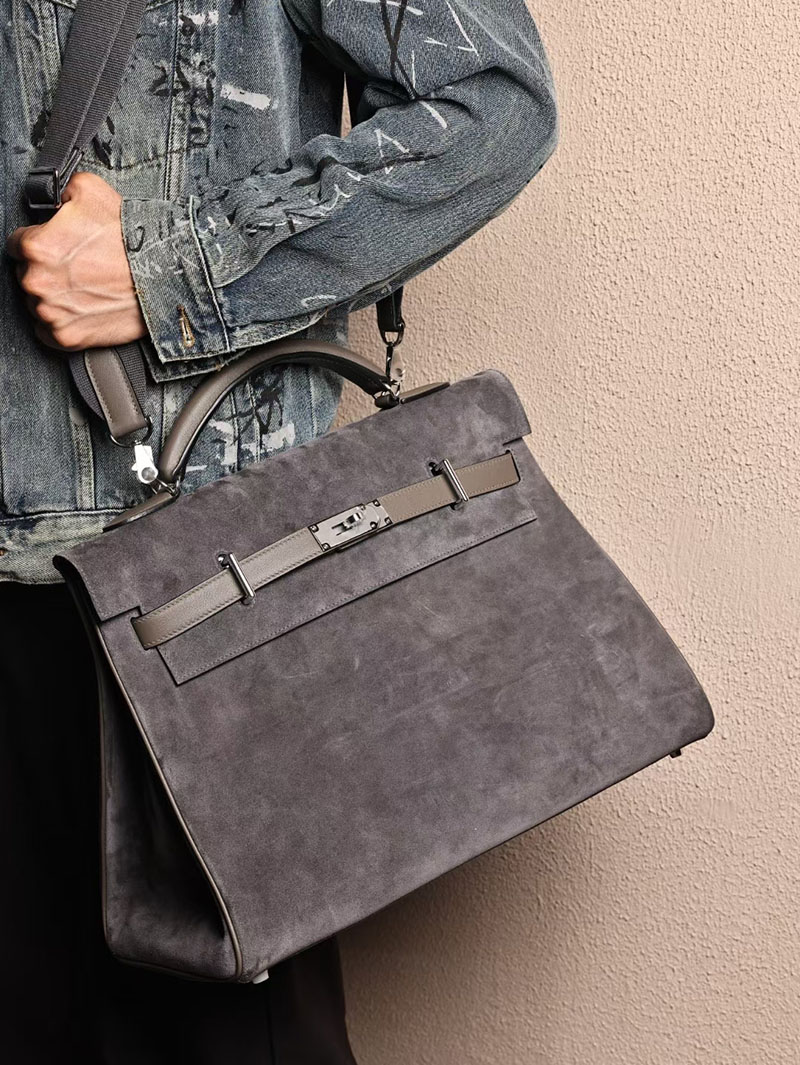 エルメスコピー HERMES ケリー 42cm 内縫い グリメイヤー スエード/スイフト シルバー金具 2524039 ケリー メンズ 新作 - 画像 (4)