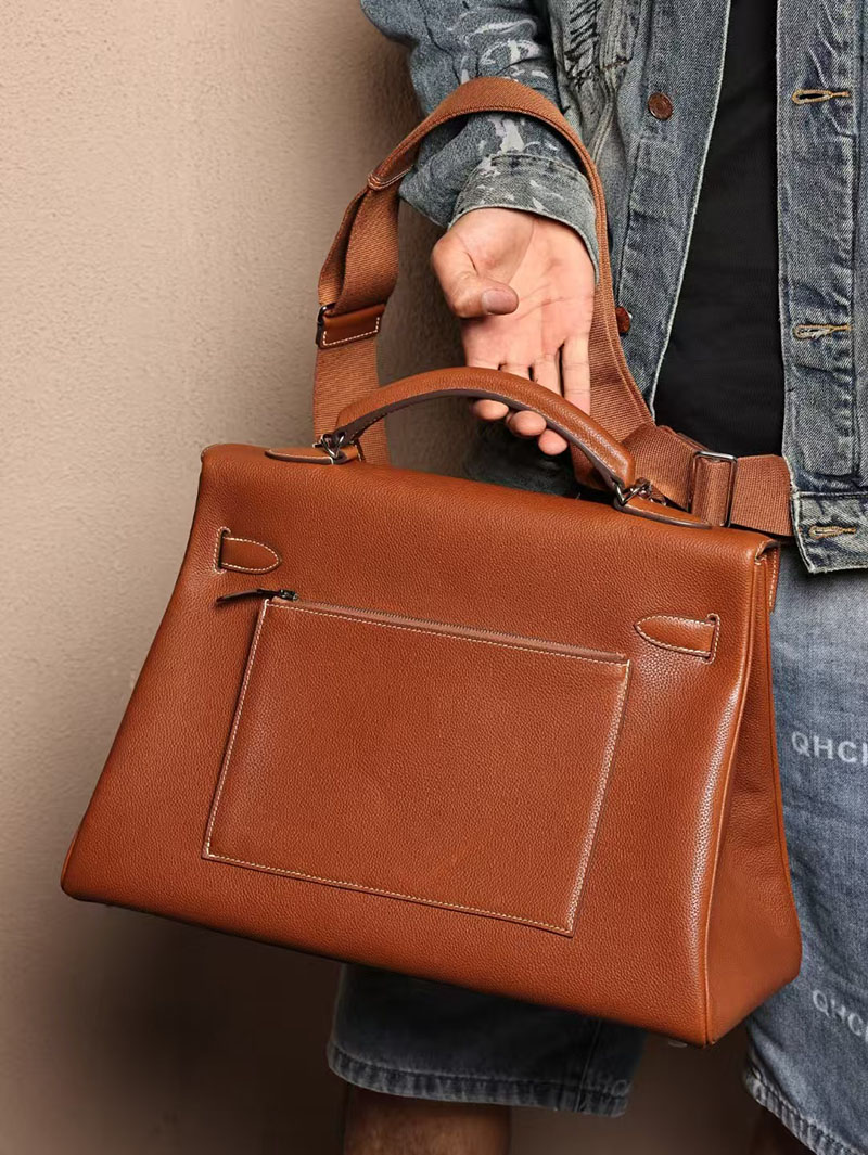 エルメス メンズバッグ 新作 HERMES マキシケリー 42cm 内縫い ゴールド バレニア シルバー金具 2524045 - 画像 (3)