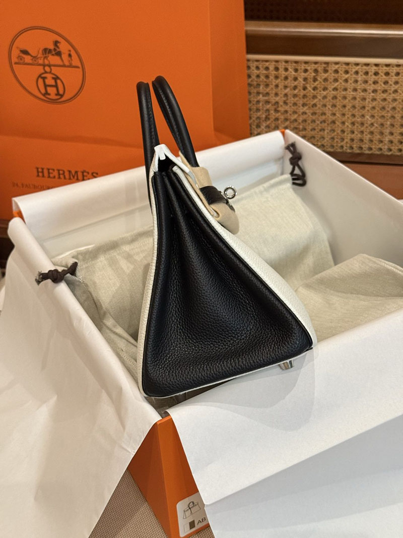 エルメスコピー バーキン25 定価 HERMES バーキン25 パーソナル クレ/黒 ブラック トゴ シルバー金具 2524092 - 画像 (4)