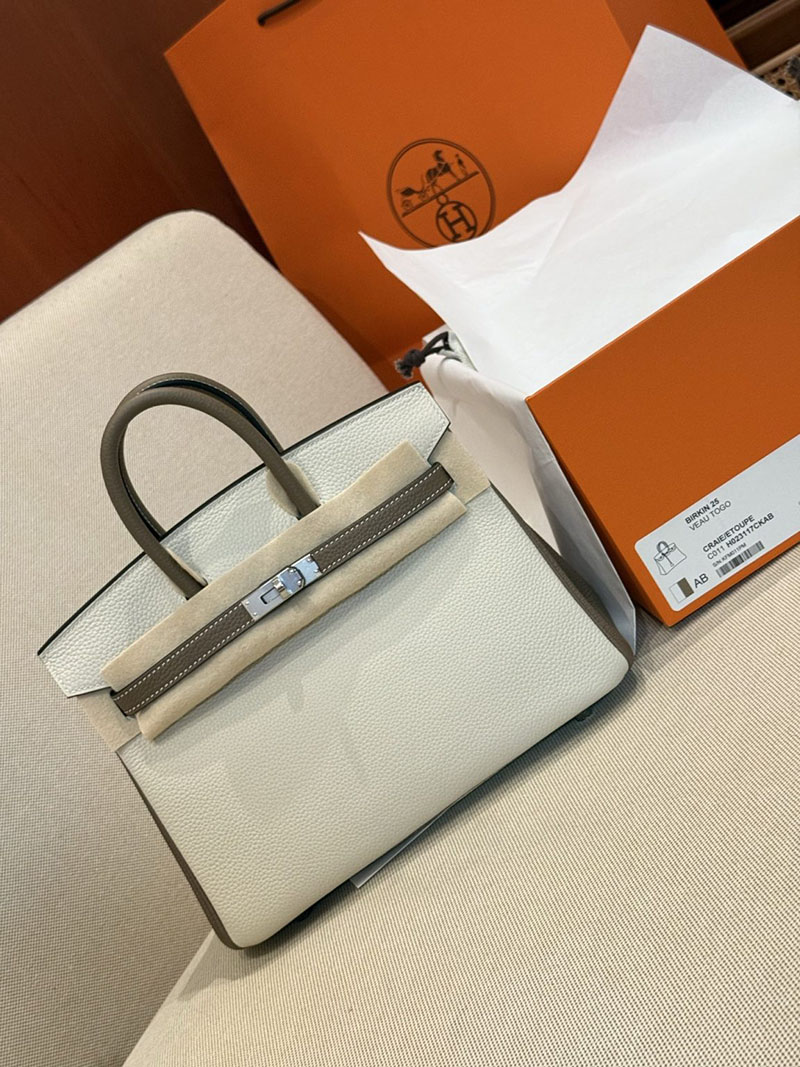 エルメスコピー バーキン25 定価 HERMES バーキン25 パーソナル クレ/エトゥープ トゴ シルバー金具 2524093 - 画像 (6)