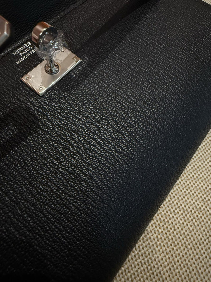 エルメスコピー HERMES 長財布 ケリーウォレット ロング トゥーゴー 黒 ブラック シェブルミゾル シルバー金具 2524095 - 画像 (4)