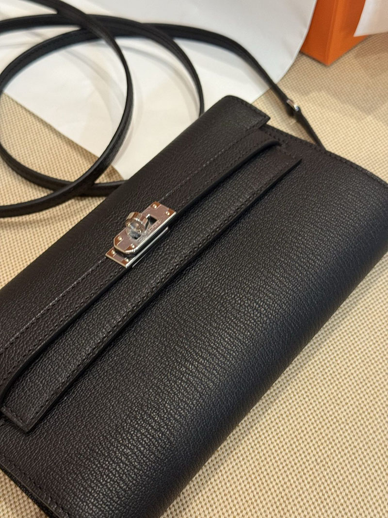 エルメスコピー HERMES 長財布 ケリーウォレット ロング トゥーゴー 黒 ブラック シェブルミゾル シルバー金具 2524095 - 画像 (2)