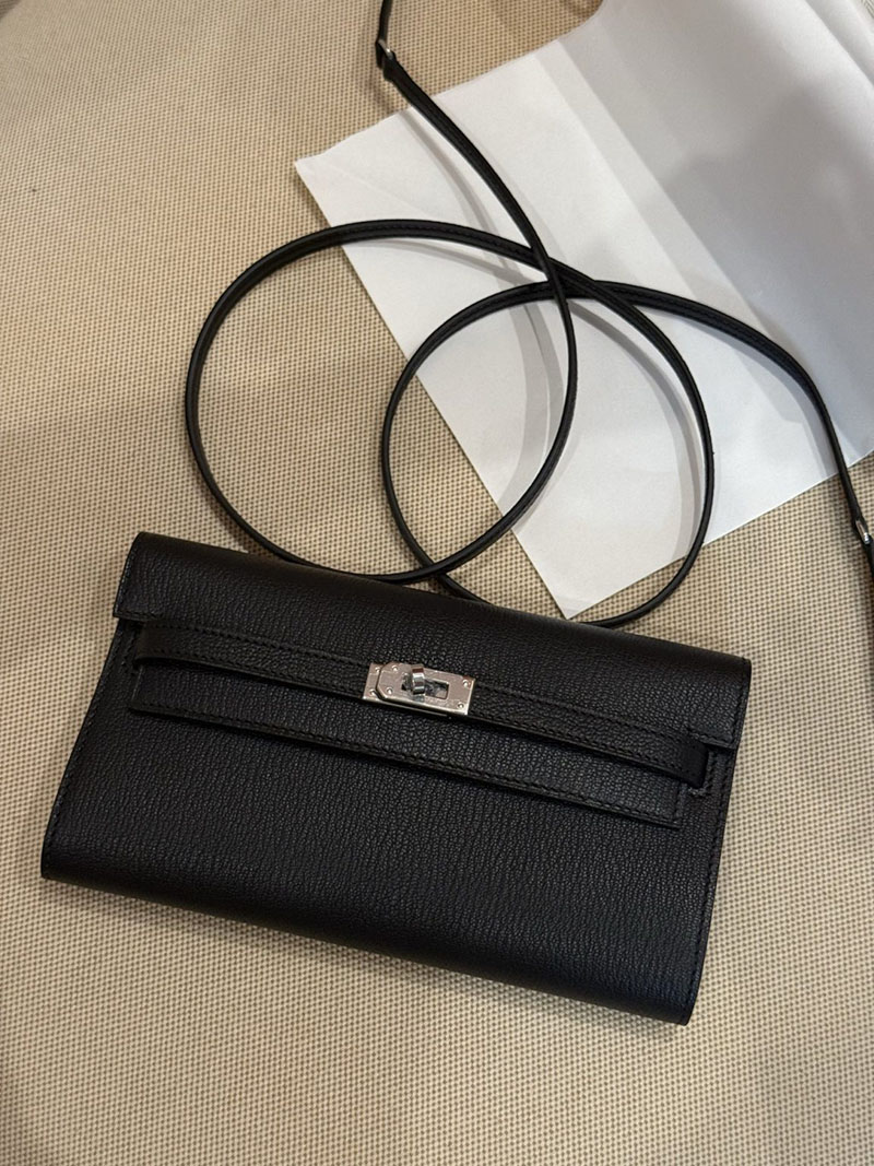 エルメスコピー HERMES 長財布 ケリーウォレット ロング トゥーゴー 黒 ブラック シェブルミゾル シルバー金具 2524095 - 画像 (10)