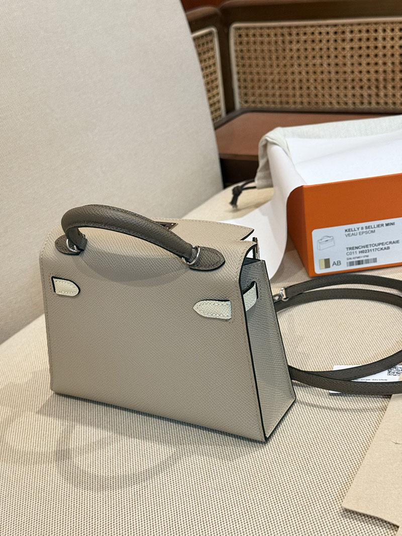 エルメスコピー ミニケリー 定価 HERMES ケリーミニ2 パーソナル トレンチ/クレ ヴォーエプソン シルバー金具 2524117 - 画像 (3)