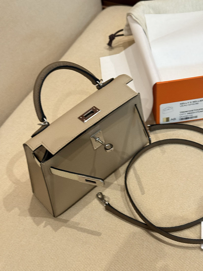 エルメスコピー ミニケリー 定価 HERMES ケリーミニ2 パーソナル トレンチ/クレ ヴォーエプソン シルバー金具 2524117 - 画像 (11)