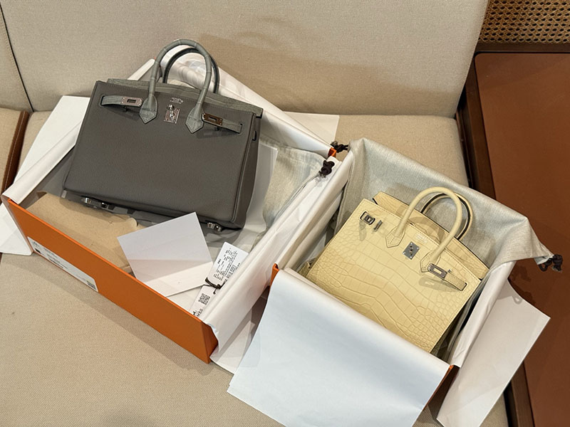 エルメスコピー バーキン20 定価 HERMES バーキン 20 セリエ ヴァニラ クロコダイル アリゲーターマット シルバー金具 2524124 - 画像 (6)
