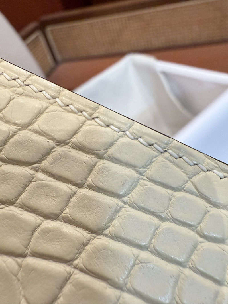 エルメスコピー バーキン20 定価 HERMES バーキン 20 セリエ ヴァニラ クロコダイル アリゲーターマット シルバー金具 2524124 - 画像 (10)