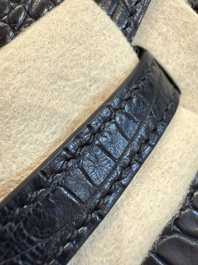 エルメスコピー バーキン25 黒 新品 HERMES バーキン25 黒 ブラック クロコダイル アリゲーターマット シルバー金具 2524126 - 画像 (9)