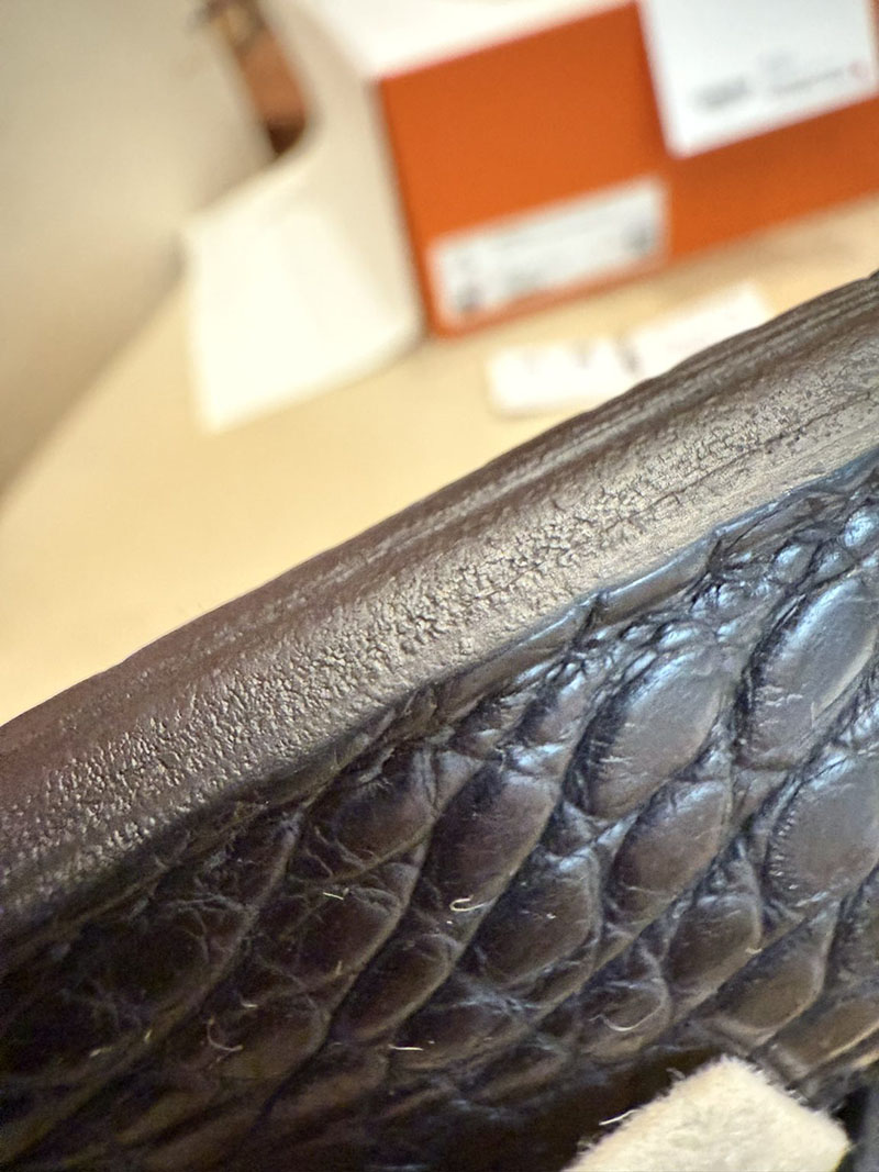 エルメスコピー バーキン25 黒 新品 HERMES バーキン25 黒 ブラック クロコダイル アリゲーターマット シルバー金具 2524126 - 画像 (7)