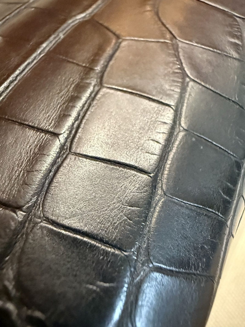 エルメスコピー バーキン25 黒 新品 HERMES バーキン25 黒 ブラック クロコダイル アリゲーターマット シルバー金具 2524126 - 画像 (6)