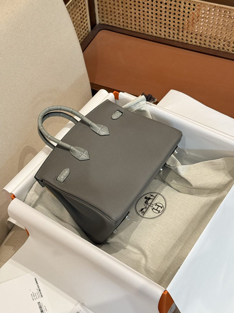 エルメスコピー バーキン25 定価 HERMES バーキン25 タッチ グリメイヤー トゴ/クロコダイル アリゲーターマット シルバー金具 2524127 - 画像 (14)