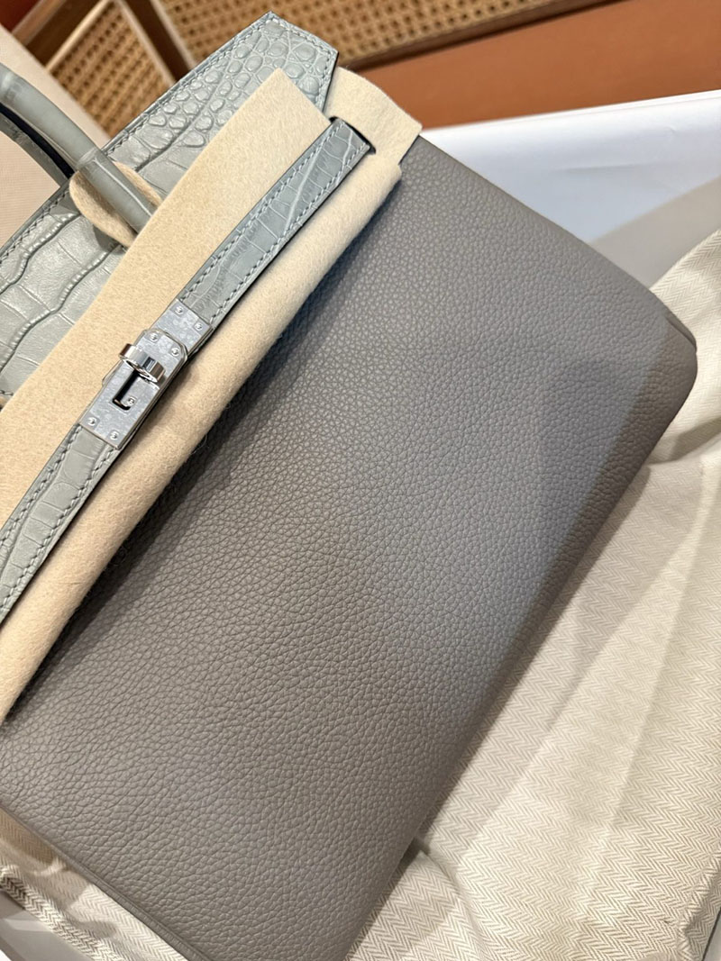 エルメスコピー バーキン25 定価 HERMES バーキン25 タッチ グリメイヤー トゴ/クロコダイル アリゲーターマット シルバー金具 2524127 - 画像 (12)