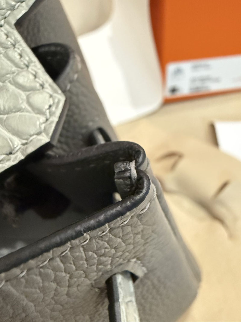 エルメスコピー バーキン25 定価 HERMES バーキン25 タッチ グリメイヤー トゴ/クロコダイル アリゲーターマット シルバー金具 2524127 - 画像 (8)