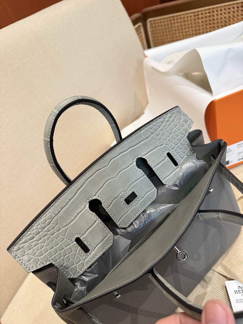 エルメスコピー バーキン25 定価 HERMES バーキン25 タッチ グリメイヤー トゴ/クロコダイル アリゲーターマット シルバー金具 2524127 - 画像 (7)