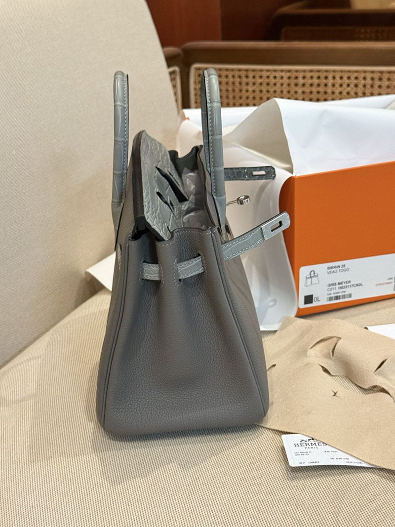 エルメスコピー バーキン25 定価 HERMES バーキン25 タッチ グリメイヤー トゴ/クロコダイル アリゲーターマット シルバー金具 2524127 - 画像 (6)