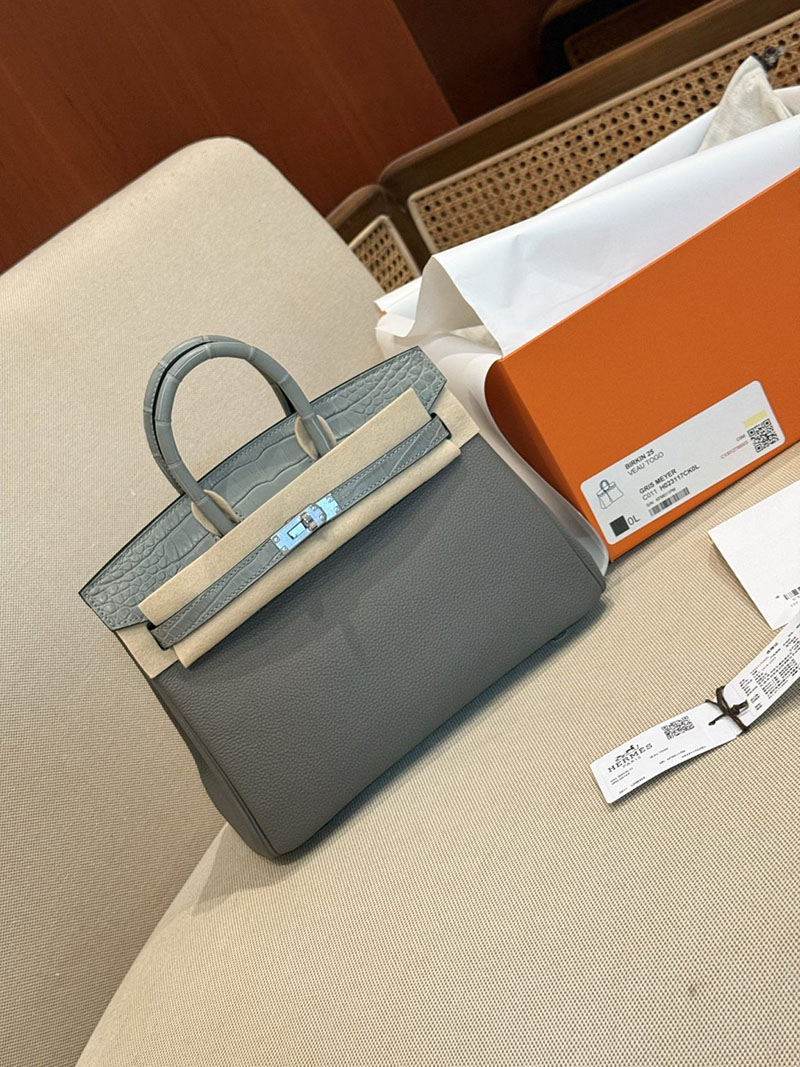 エルメスコピー バーキン25 定価 HERMES バーキン25 タッチ グリメイヤー トゴ/クロコダイル アリゲーターマット シルバー金具 2524127 - 画像 (3)