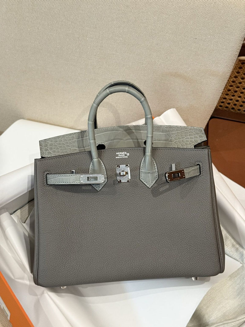 エルメスコピー バーキン25 定価 HERMES バーキン25 タッチ グリメイヤー トゴ/クロコダイル アリゲーターマット シルバー金具 2524127 - 画像 (22)