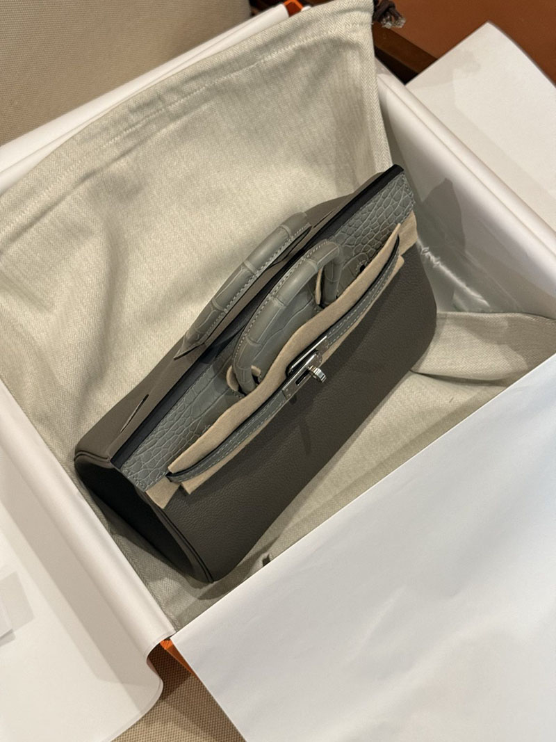 エルメスコピー バーキン25 定価 HERMES バーキン25 タッチ グリメイヤー トゴ/クロコダイル アリゲーターマット シルバー金具 2524127 - 画像 (21)