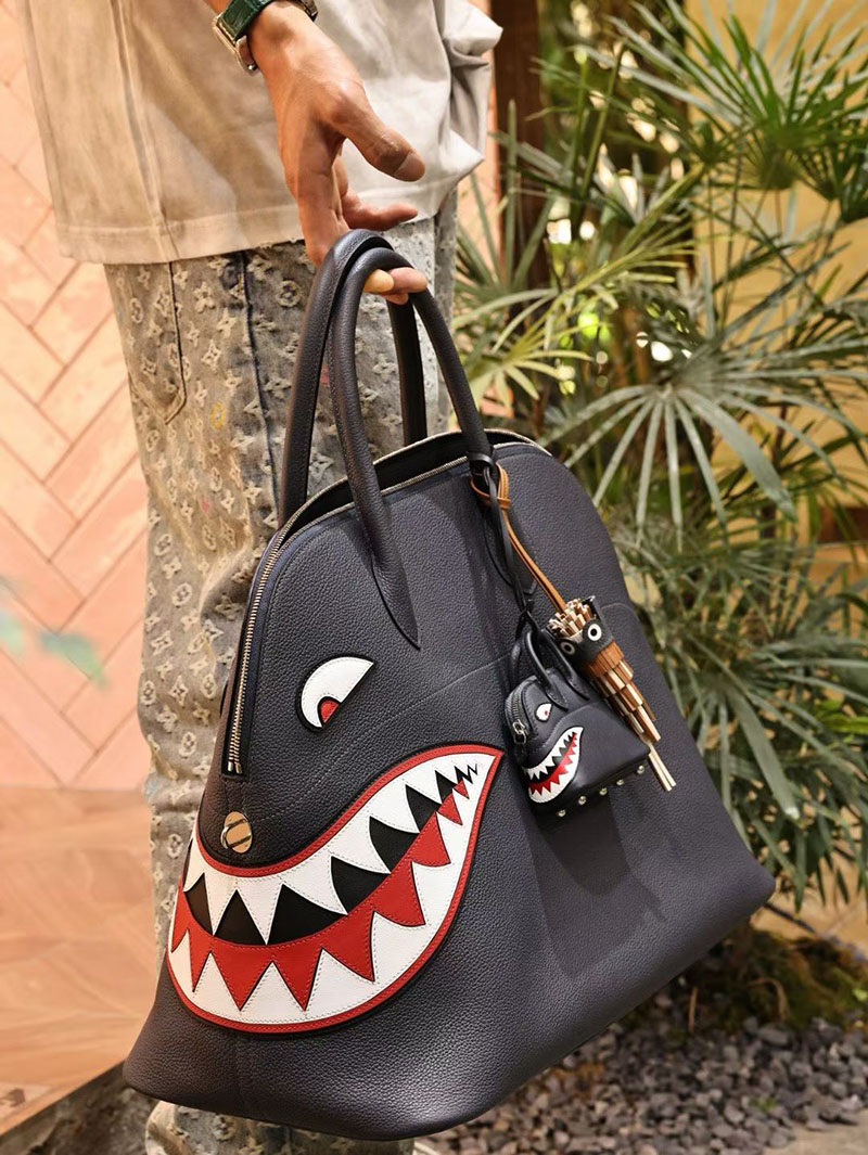 エルメス ボリードシャーク 定価 HERMES ボリードシャーク45 ブルーニュイ トゴ シルバー金具 2524142 - 画像 (9)