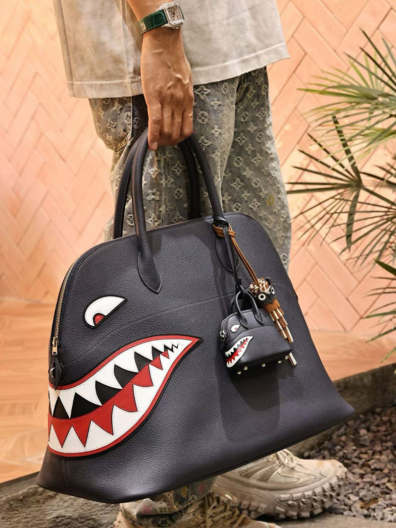 エルメス ボリードシャーク 定価 HERMES ボリードシャーク45 ブルーニュイ トゴ シルバー金具 2524142 - 画像 (8)