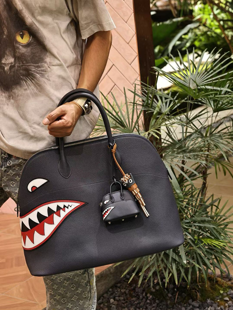 エルメス ボリードシャーク 定価 HERMES ボリードシャーク45 ブルーニュイ トゴ シルバー金具 2524142 - 画像 (7)