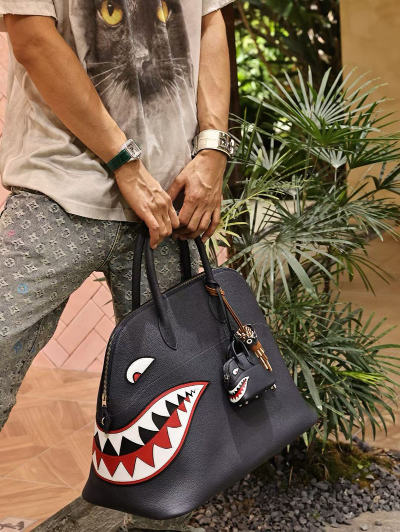 エルメス ボリードシャーク 定価 HERMES ボリードシャーク45 ブルーニュイ トゴ シルバー金具 2524142 - 画像 (6)