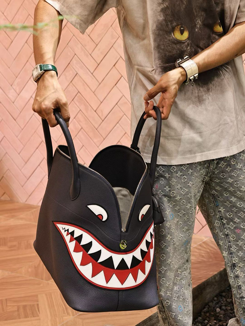 エルメス ボリードシャーク 定価 HERMES ボリードシャーク45 ブルーニュイ トゴ シルバー金具 2524142 - 画像 (4)